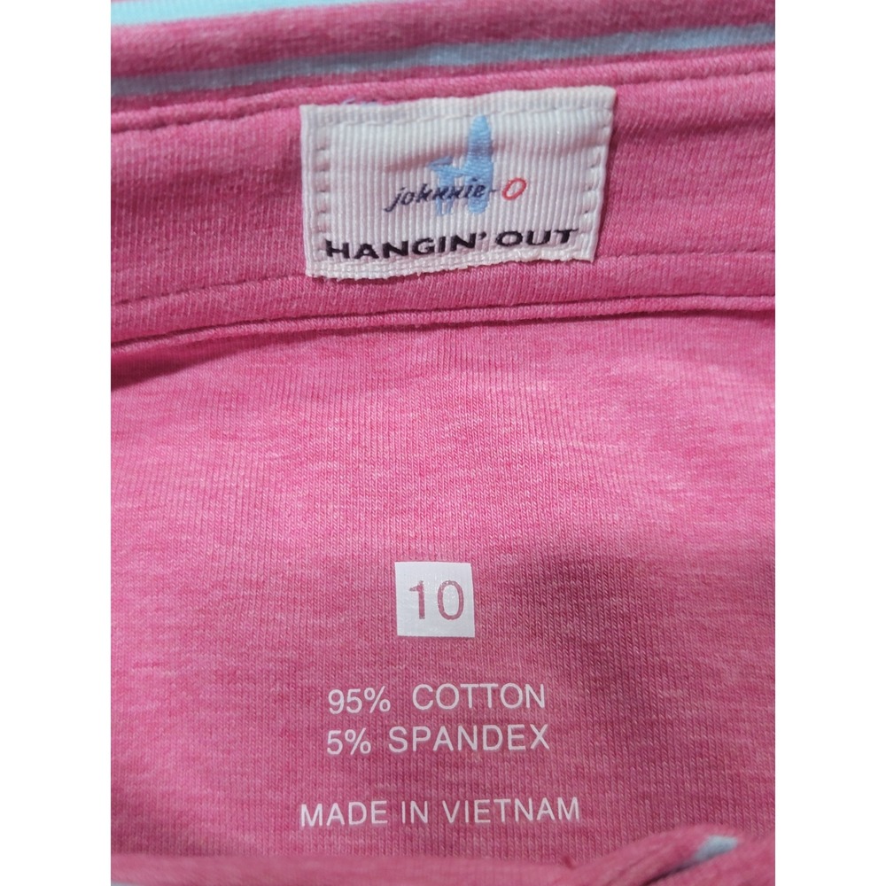 Johnnie-O Boys Hangin Out Striped Polo Shirt Lot of 2 Pink Blue Size 10 JBP02620 - Picture 2 of 12